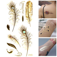 New Special Gold Silver Tattoos Jewelry Inspired Flash Tattoo Waterproof Flash Tattoo Feather Stickers Glitter Totem Tats