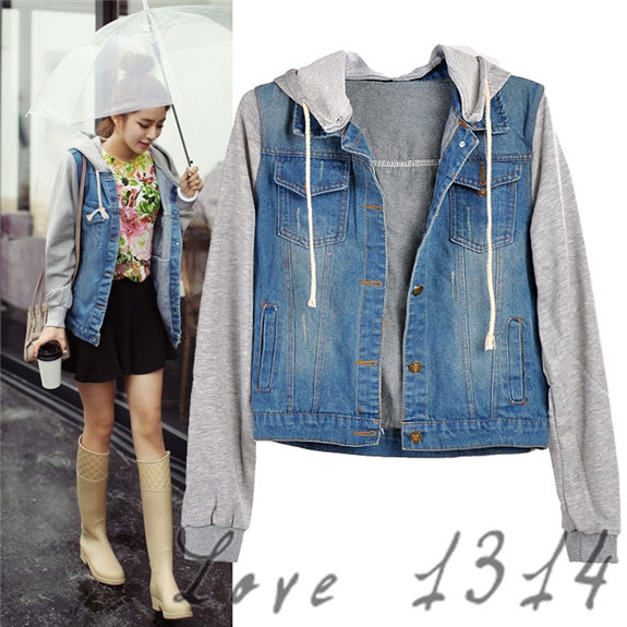 Vintage-2014-Korean-New-Women-Military-Denim-Coat-Uniform-Hooded