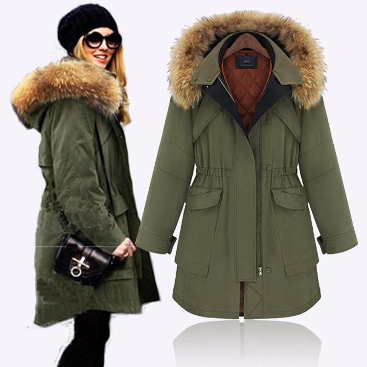 green parka coat with fur hood