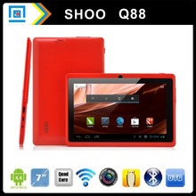 7 inch android tablet PC Q88+Quad core+8GB Card+Allwinner A33+android 4.2.2+Dual camera+WIFI OTG+800*400screen Free shipping