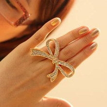 Vintage Big Bow Bowknot Adjustable Ring Free Shipping 2014 women Fashion Jewelry Hot Selling