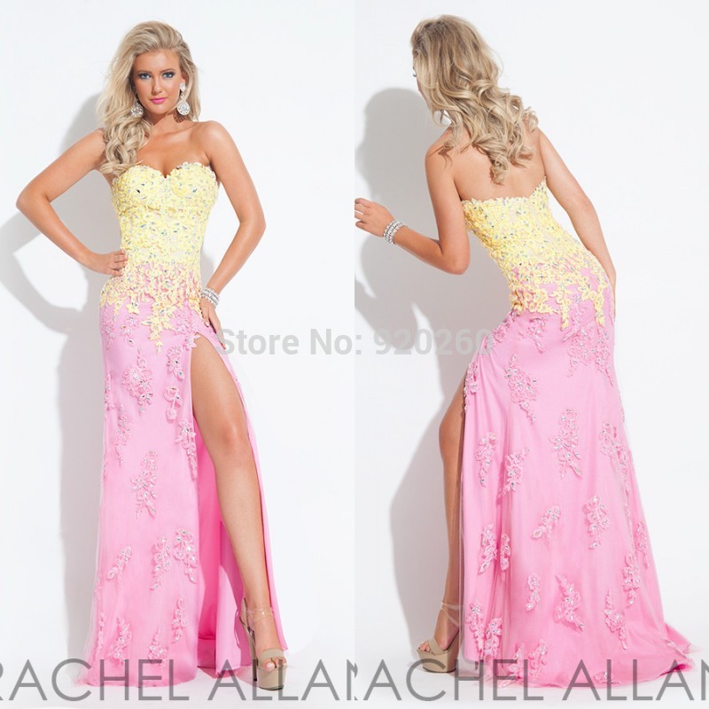 Aliexpress : Buy 2015 Hot Sale Pink and Yellow Long Prom Dresses ...