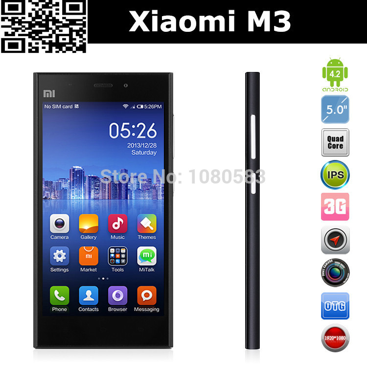 Original Xiaomi Mi3 M3 Qualcomm Quad Core Mobile Phones 2GB RAM 64GB ROM 5 inch 1080p