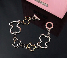 2015 Metal Teddy Bear Shape Bracelets Gold Silver Color Bracelets for Women Men pulseiras feminina masculina