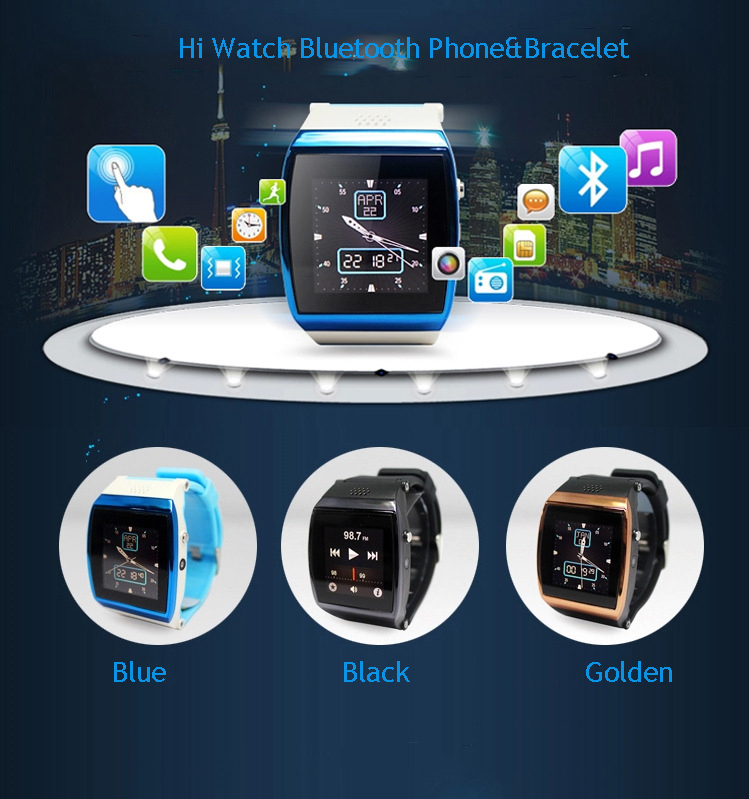 Hot selling Smart Hi Watch phone Sync Smartphone Call SMS Anti lost Bluetooth Bracelet Watch for