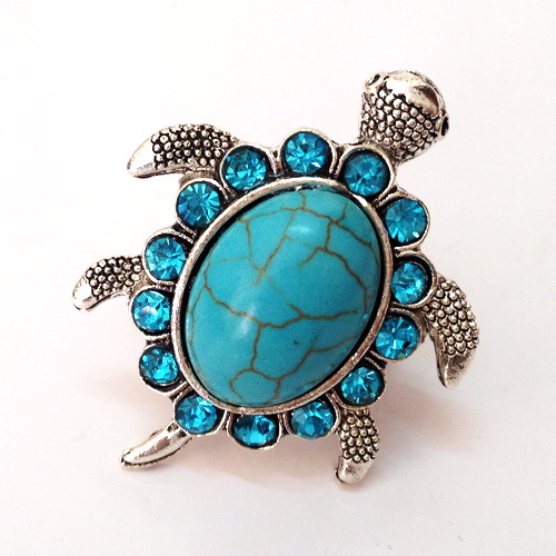 natural turquoise stone BLUE CRYSTAL vintage silver top quality skillful Aztec tribal lady s tortoise Ring