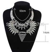 Sterling Silver Jewelry Pendant Necklace Punk Alloy Exaggerated Spike Steampunk Necklace New 2015 Fashion Bijoux Women