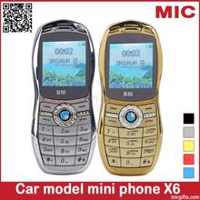 2014 unlock bar cheap luxury small size mini sport cool car key model cell mobile phone cellphone X6 P204