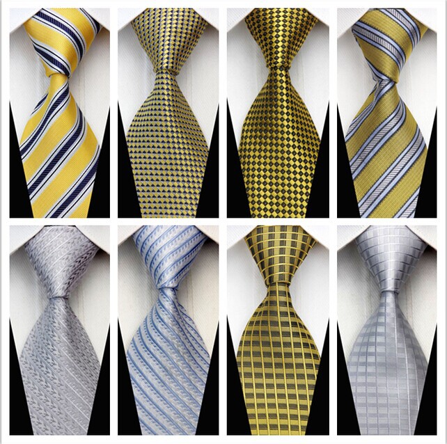NT0165 Ouro branca amarela listra liso Jacquard elegante seda poliéster ho