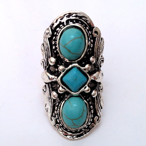 natural turquoise stone top quality antique vintage silver Gothic carved tribal lady s open Ring 