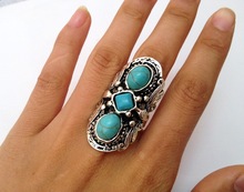 natural turquoise stone top quality antique vintage silver Gothic carved tribal lady s open Ring 