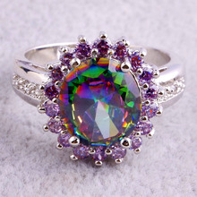 Mysterious Rainbow Topaz 925 Silver Ring Size 6 7 8 9 10 New Fashion Design Jewelry