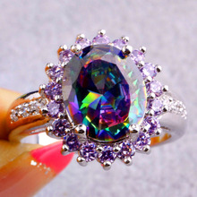 Mysterious Rainbow Topaz 925 Silver Ring Size 6 7 8 9 10 New Fashion Design Jewelry