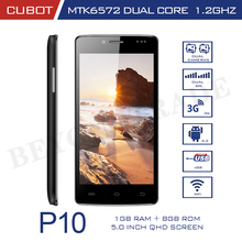 Original CUBOT P10 Mobile Phones MTK6572 Dual Core Android Phone 1G RAM 8G ROM 5” QHD Screen 5.0MP Camera 3G Smartphone