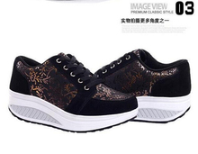 Hot Selling Fashion Spring Autumn Flower Print Leather Platform Sport Shoes Woman Swing Shoes Sneakers Women