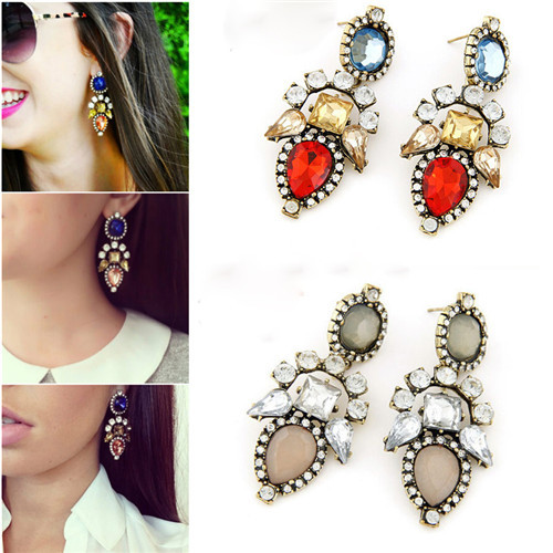 2014 new classic hot fashion temperament exaggerated rhinestone crystal earrings
