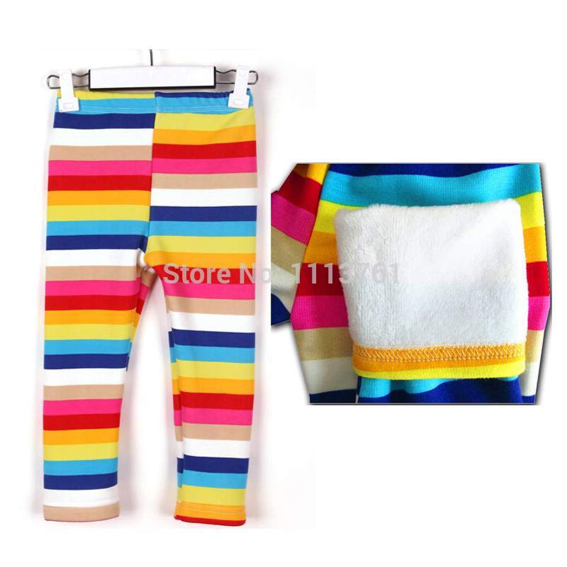 Children s Clothing Winter Warm Rainbow Color Trousers Baby Kids Pants Girls Leggings Children Wear QjtaO