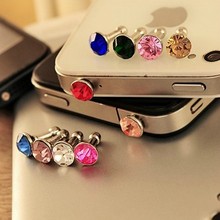 Mixed Color Diamond Rhinestone Dust Plug Earphone Plug For iPhone 6 Samsung HTC iPad Mobile Phone