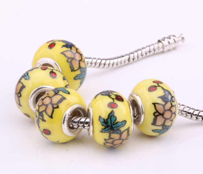 5PCS 925 sterling silver DIY thread Murano Glass Beads Charms fit Europe pandora Bracelets necklaces fvwaonda