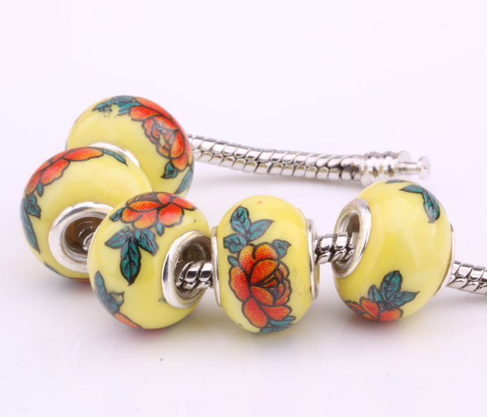 5PCS 925 sterling silver DIY thread Murano Glass Beads Charms fit Europe pandora Bracelets necklaces fwaaonha