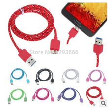 1m 3FT Nylon Fabric Braided Micro USB 3.0 Data Sync Charge Cable For Samsung Galaxy Note 3 N9000 N9005/Samsung Galaxy S5