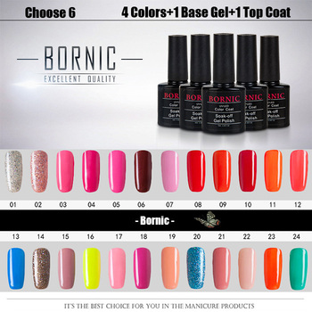Choose6 ( 4 цветов + 1 базовый + 1TOP комнатная ) от Bornic 186 мода цвета уф ногтей гель для ногтей профессиональный и уф цветной гель лак для ногтей