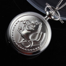 New silver tone Fullmetal Alchemist Pocket Watch Cosplay Edward Elric with chain Anime boys Gift wholesale