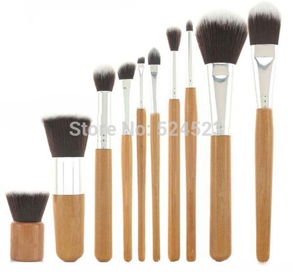 10 PCS Pro Cosmetic Brush set Bamboo Handle Synthetic Makeup Brushes Kit make up brush set