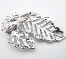 3 Inch Large Vintage Silver Plated Austria Crystals Faux Pearl Leaf Brooch Women Wedding Costume Broaches