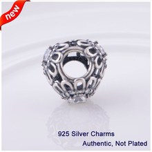 1PCS lot Fashion 925 Sterling Silver Beads Glass Hollow Flower Charms Fits Pandora bracelets DIY making