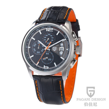 2015 новый Pagani дизайн хронограф секундомер световой часы один календарный спортивный кожаный часы мужские рождественский подарок PD-3306