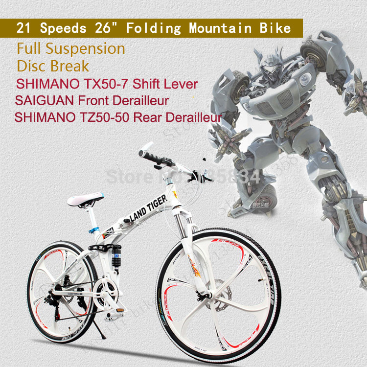 21 Speeds Folding bicycle 26 17 Full Suspension Double Disc Brake Bicicletas Plegable Off Road Velo