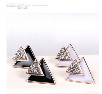 ne411 Free Shipping Best Gift For Girlfriend Pure Hand made Elegant Statement Triangle Earrings For Women