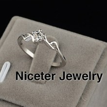 NICETER Classic Hollowed-out Design Ruby/Transparent Cubic Zircon Diamond Ring For Women Party Accessories Real White Gold Rings