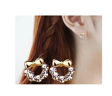 ed062 Hot 2014 New Year Gift Fashion Stud Earrings Black Bow Tie Jewelry Accessories Wholesales