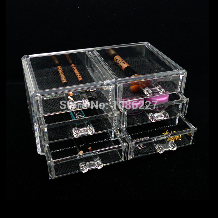1pc lot 100 clear plastic cosmetic and jewellery organizer jewelry display drawer cosmetic storage 3 layers