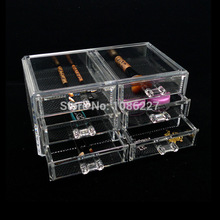 1pc/lot 100% clear plastic cosmetic and  jewellery organizer jewelry display drawer cosmetic storage  3 layers 6 boxes SF-1005-1