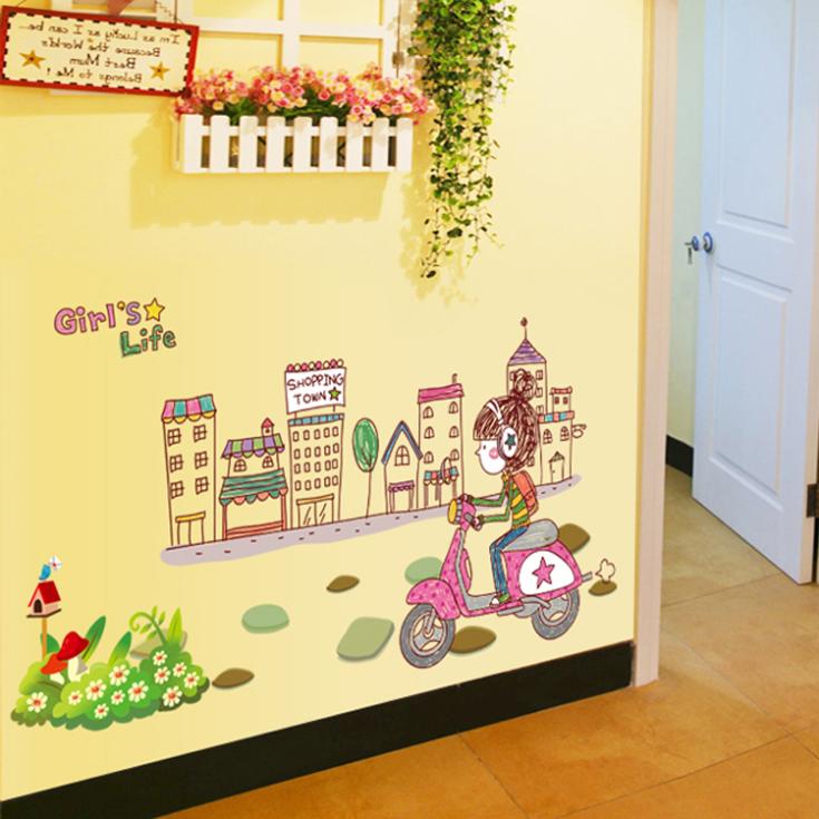 Купить Наклейки на стену дома пропуск DIY мультфильм девушка жизнь ...