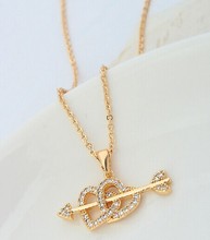 TOP brand new woman fashion crystal jewelry necklace gift 18K gold heart CZ Pendant Cupid 110776