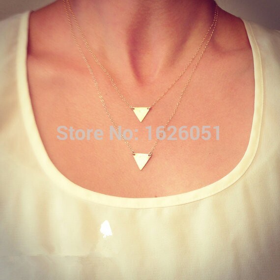 Casual Fashion Metal Chain Double Triangle Punk Sexy Necklace for Lucky Love Gifts