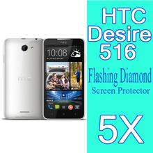 New Diamond Sparkling Screen Protective Film For HTC Desire 516 dual sim Mobile Phone Screen Guard Film 5pcs Free shipping!