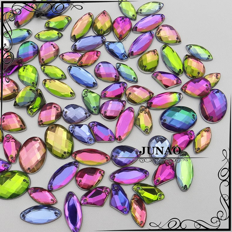 Wholesale 12mm Sew On Crystal Clear Ab Rhinestone Round Acrylic Flatback Gems Strass Crystal 4357