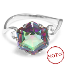 Brand New 3 2ct Genuine Rainbow Fire Mystic Topaz Ring Best Gift For Women Solid 925