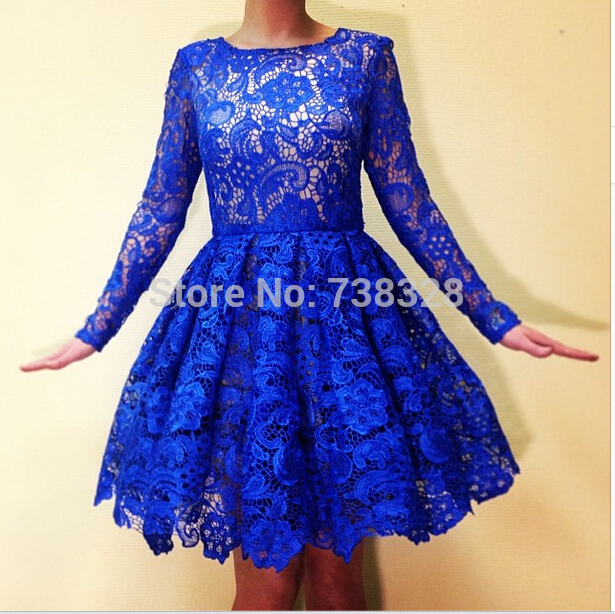 Royal Blue Lace Prom Dress