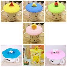 1pcs Fruit/ Cartoon Pattern Anti-dust Creative Silicone Cup Cover Antiskid Candy Color Cup Cover Coffee Mug Suction Seal Lid
