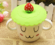 1pcs Fruit Cartoon Pattern Anti dust Creative Silicone Cup Cover Antiskid Candy Color Cup Cover Coffee