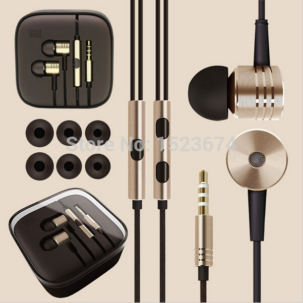 100 top Quality Gold XIAOMI 2nd Piston Earphone 2 II Headphone Headset Earbud with microphone For