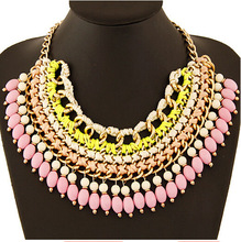 New 5 color hot Arrival big gem necklaces pendants Trendy fashion bubble bib choker chunky statement