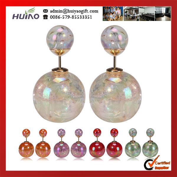 FREE SHIPPING 0 98 PAIR 8COLORS IN STOCK NEWEST DESIGN DOUBLE COLORFUL BEAD WOMAN EARRING
