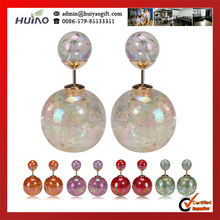 FREE SHIPPING $0.98/PAIR 8COLORS IN STOCK NEWEST DESIGN DOUBLE COLORFUL BEAD WOMAN EARRING